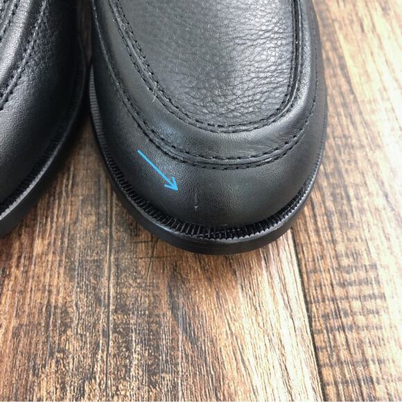 Joie Nappa Leather Loafer Moc Toe Gold Bit Detail Preppy "Laila" Size 5 Black - Picture 6 of 12